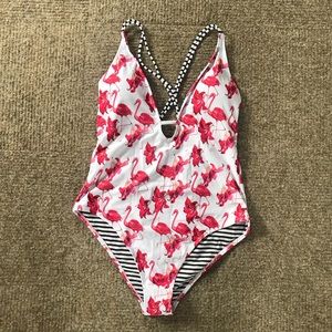 Flamingo one piece bathing suit